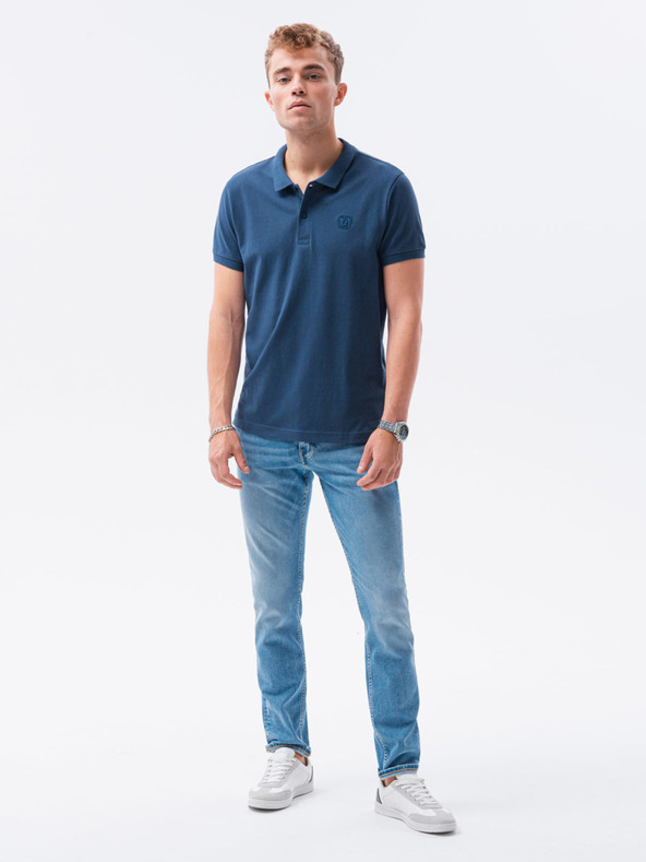 Ombre Clothing Temno modra moška osnovna polo majica Ombre Clothing