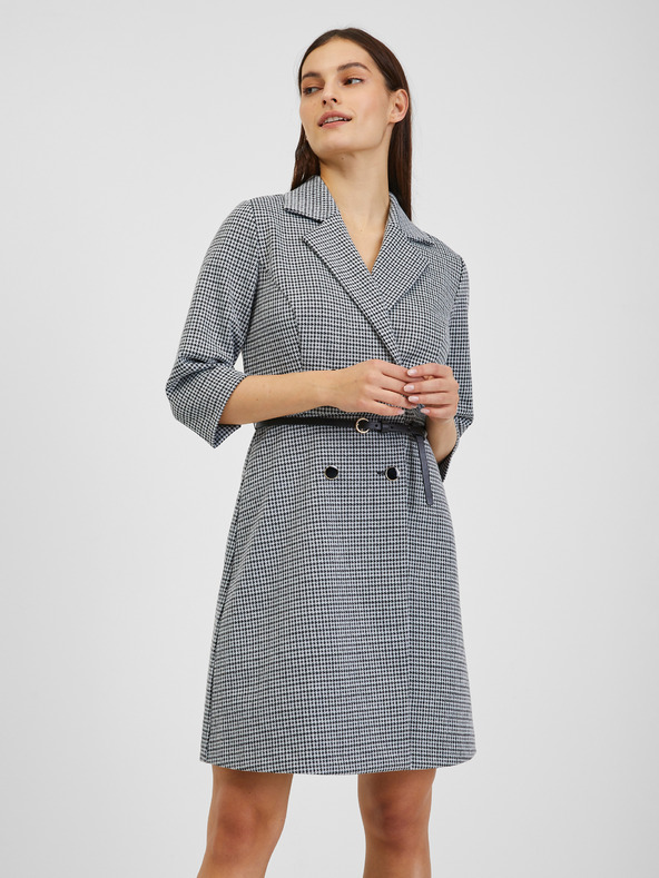 Orsay Belo-črna ženska vzorčasta obleka ORSAY