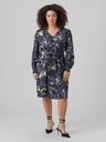 Vero Moda Curve Temno modra ženska vzorčasta srajčna obleka VERO MODA Abbi