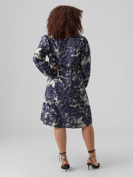Vero Moda Curve Temno modra ženska vzorčasta srajčna obleka VERO MODA Abbi