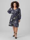 Vero Moda Curve Temno modra ženska vzorčasta srajčna obleka VERO MODA Abbi