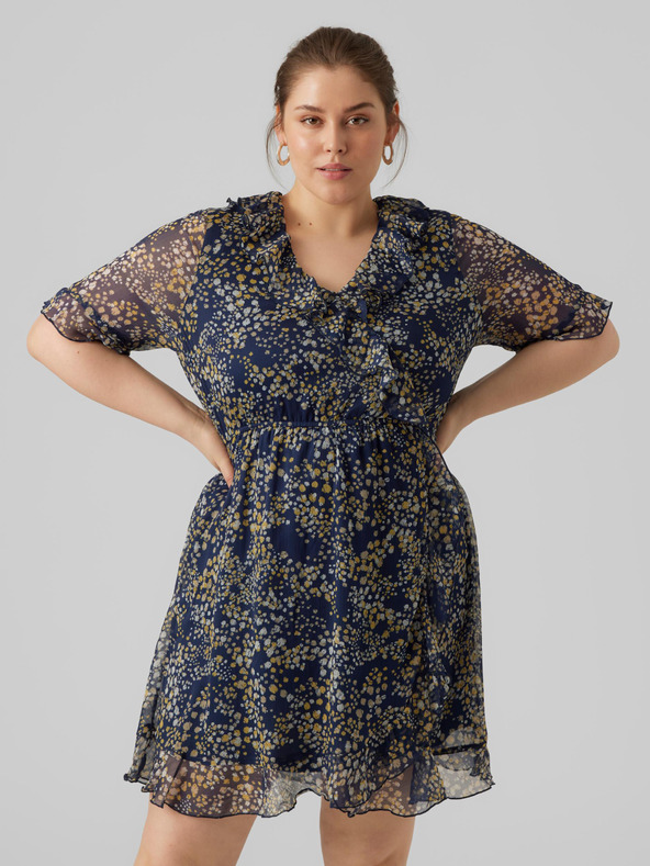 Vero Moda Curve Temno modra ženska vzorčasta obleka by VERO MODA CURVE Dora