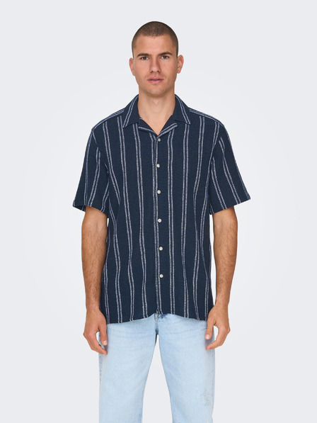 ONLY & SONS Temno modra moška črtasta srajca ONLY & SONS Trev