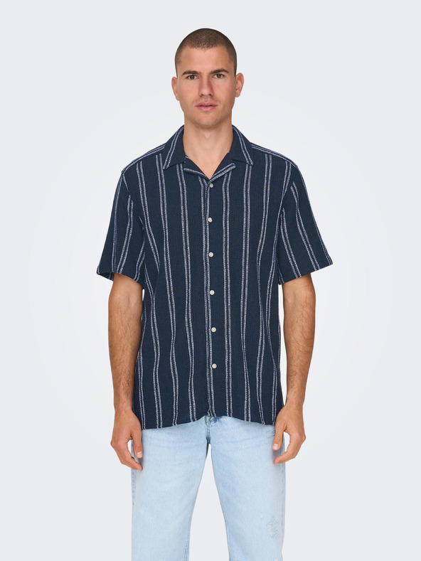 ONLY & SONS Temno modra moška črtasta srajca ONLY & SONS Trev