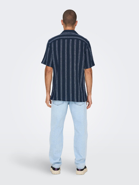 ONLY & SONS Temno modra moška črtasta srajca ONLY & SONS Trev