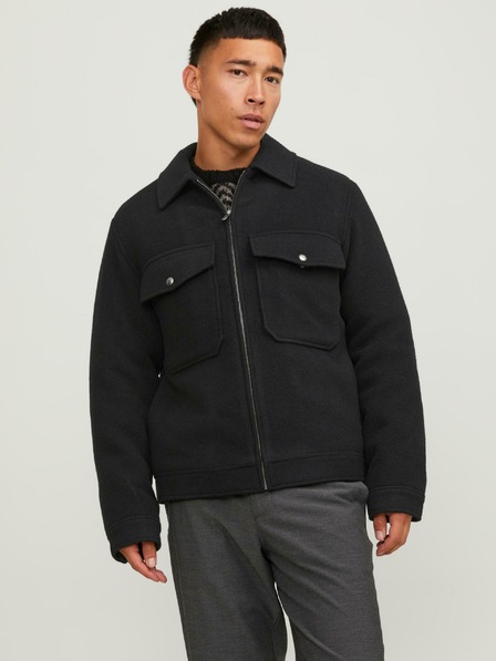 Jack & Jones Črna moška jakna iz volnene mešanice Jack & Jones Baxter