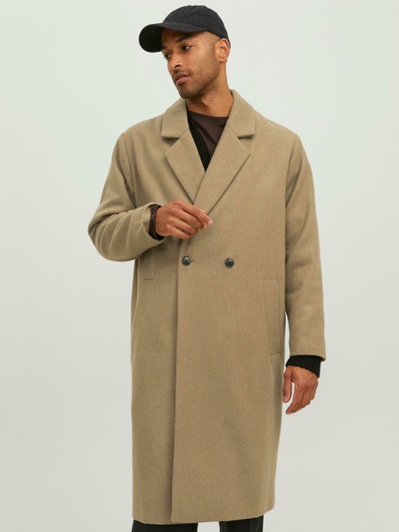 Jack & Jones Jack & Jones Harry Beige Moški plašč iz mešanice volne