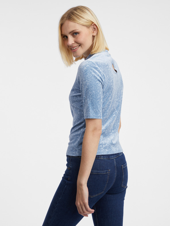Orsay Svetlo modra ženska vzorčasta žametna majica ORSAY