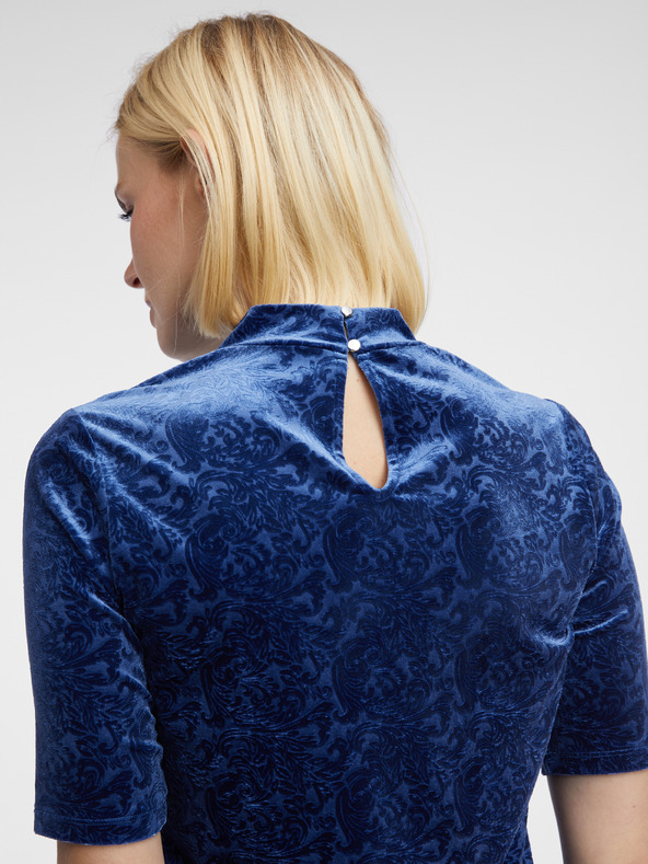 Orsay Temno modra ženska vzorčasta žametna majica ORSAY