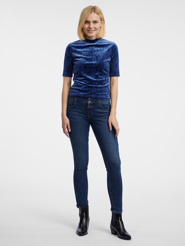 Orsay Temno modra ženska vzorčasta žametna majica ORSAY