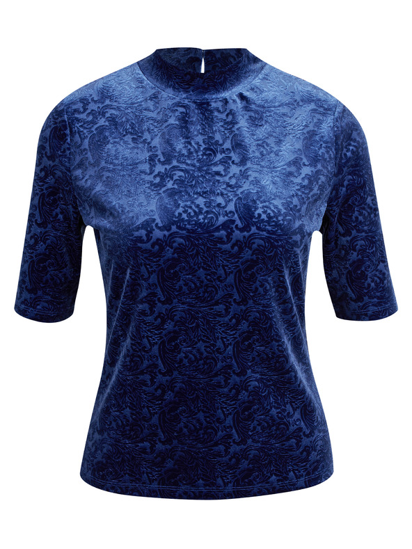 Orsay Temno modra ženska vzorčasta žametna majica ORSAY