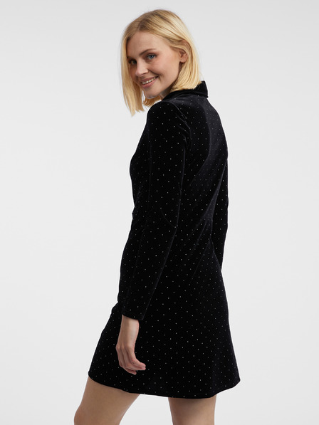 Orsay Črna ženska vzorčasta žametna obleka ORSAY