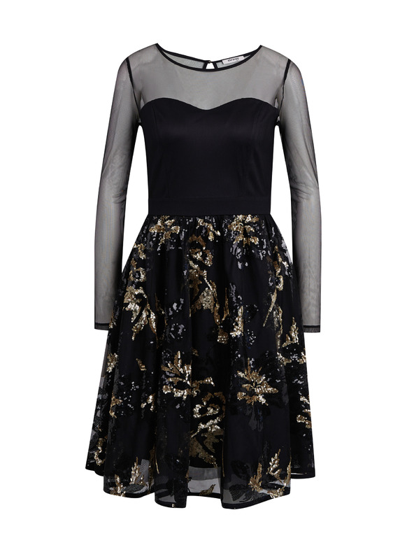 Orsay Črna ženska obleka z bleščicami ORSAY