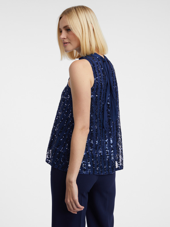 Orsay Temno modra ženska bluza z bleščicami ORSAY