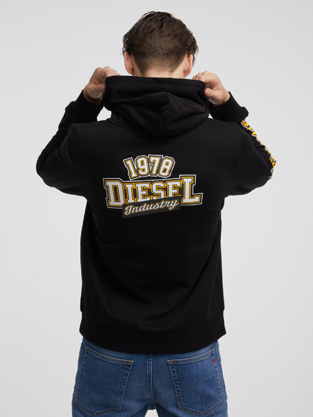 Diesel Črna moška majica s kapuco Diesel