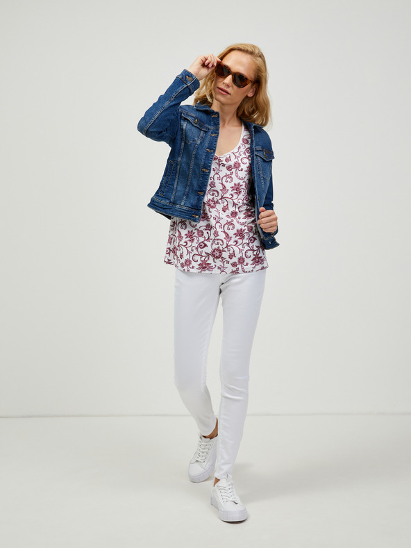 Orsay Vinsko rdeče-bela vzorčasta majica ORSAY