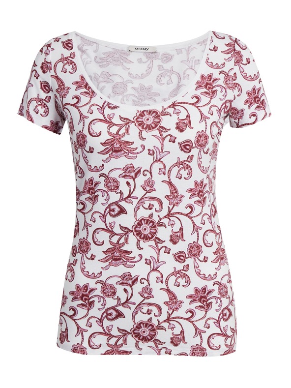 Orsay Vinsko rdeče-bela vzorčasta majica ORSAY
