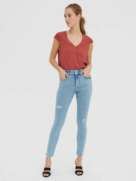 Vero Moda Svetlo modre oprijete kavbojke z raztrganim učinkom VERO MODA Sophia