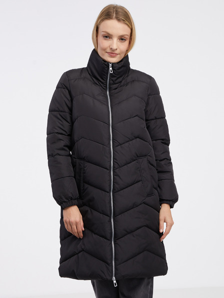 Vero Moda Črn VERO MODA Ženski zimski prešiti plašč Liga