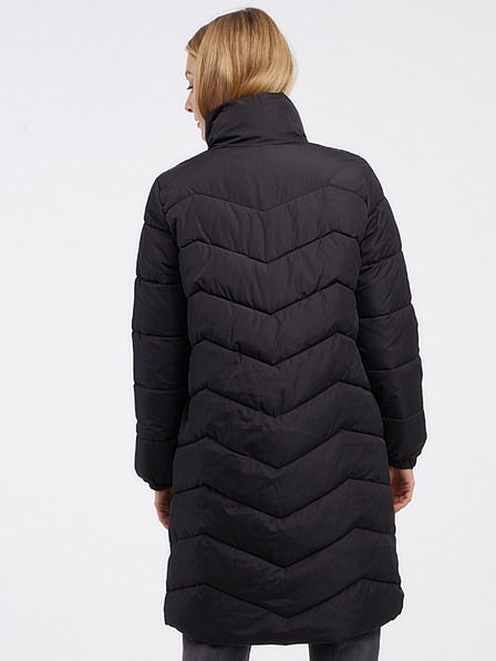 Vero Moda Črn VERO MODA Ženski zimski prešiti plašč Liga