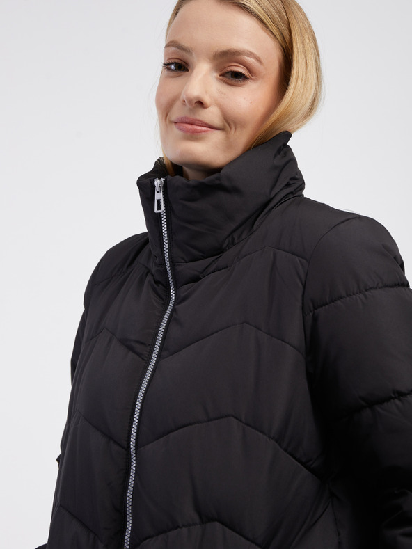 Vero Moda Črn VERO MODA Ženski zimski prešiti plašč Liga