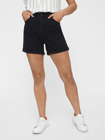 Vero Moda Črne kratke hlače iz džinsa z visokim pasom VERO MODA Nineteen