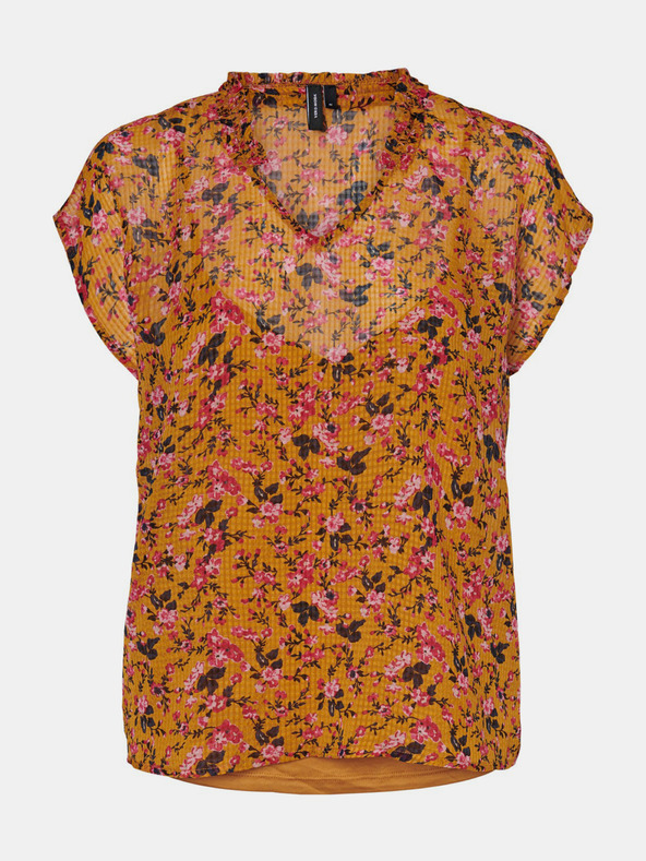 Vero Moda Gorčična cvetlična bluza VERO MODA Vilde