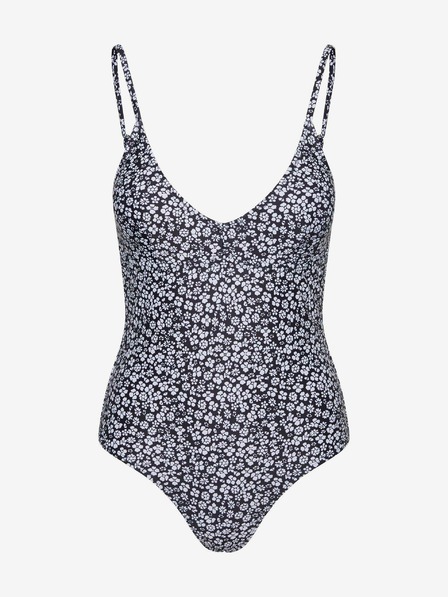 Vero Moda Bele in črne cvetlične enodelne kopalke VERO MODA Doris