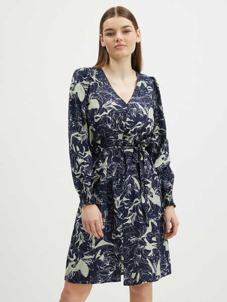 Vero Moda Temno modra ženska vzorčasta srajčna obleka VERO MODA Abbi