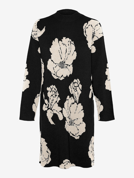 Vero Moda Belo-črna ženska obleka s cvetličnim vzorcem VERO MODA Flora