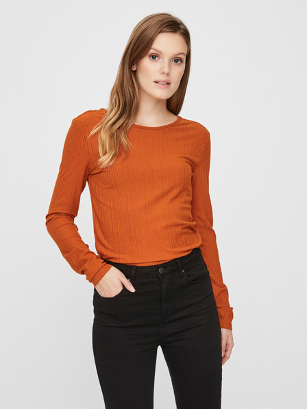 Vero Moda Rjava rebrasta majica VERO MODA Ketti