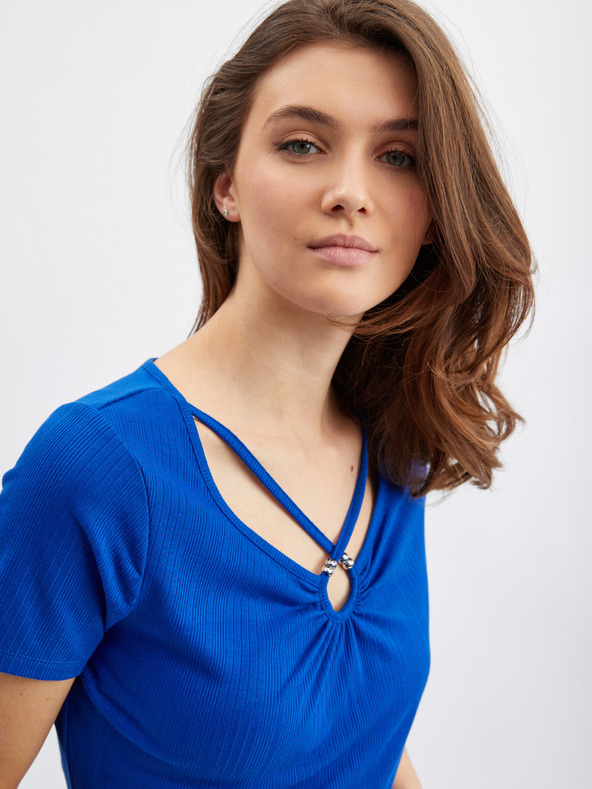 Orsay Modra ženska majica z okrasnim detajlom ORSAY