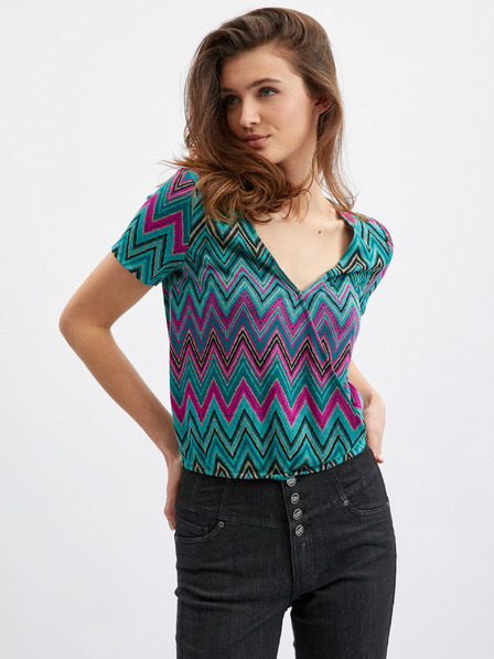 Orsay Rožnato-zelena ženska vzorčasta majica ORSAY