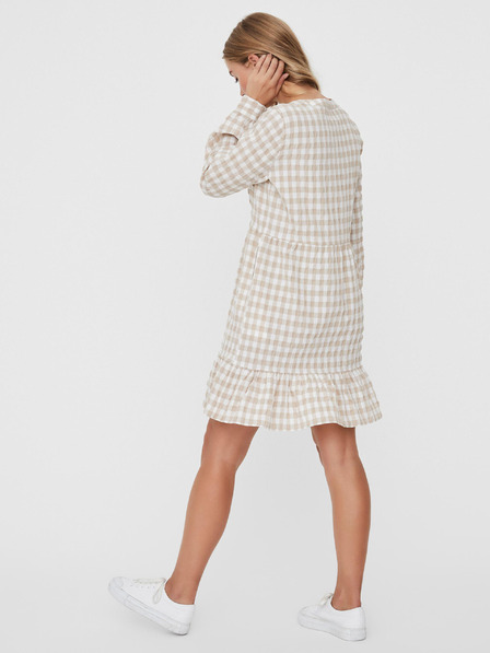 Vero Moda Bela in bež karirasta obleka VERO MODA Kimi