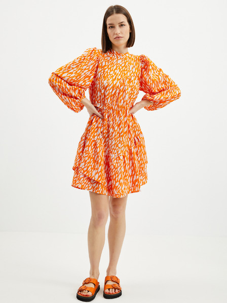 Vero Moda Oranžna vzorčasta obleka VERO MODA Daisy