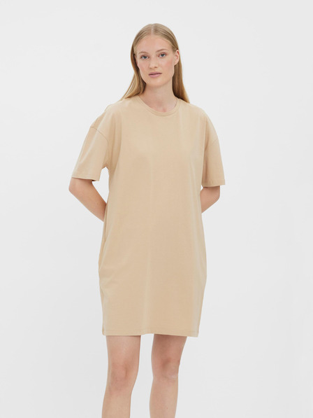 Vero Moda Bež kratka osnovna obleka z žepi VERO MODA Nella