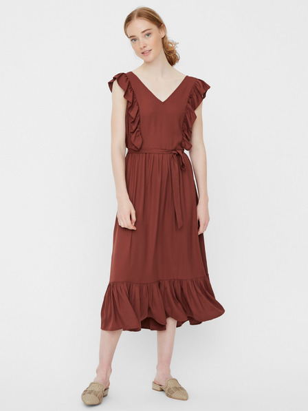 Vero Moda Rjava midi obleka VERO MODA Odette