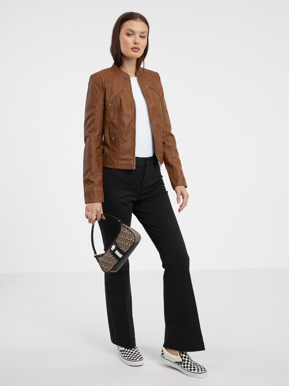 ONLY Črne ženske hlače z razširjenim krojenjem ONLY Peach