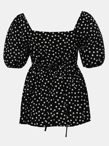 Miss Selfridge Črna bluza s pikami Miss Selfridge Poplin