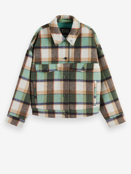 Scotch & Soda Zelena Scotch & Soda ženska karirasta lahka jakna z mešanico volne