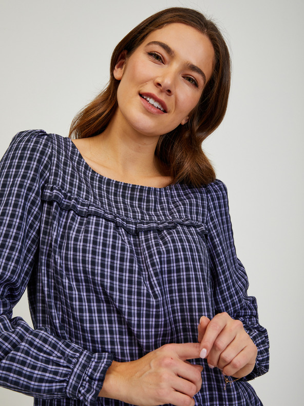 Orsay Temno modra karirasta bluza ORSAY