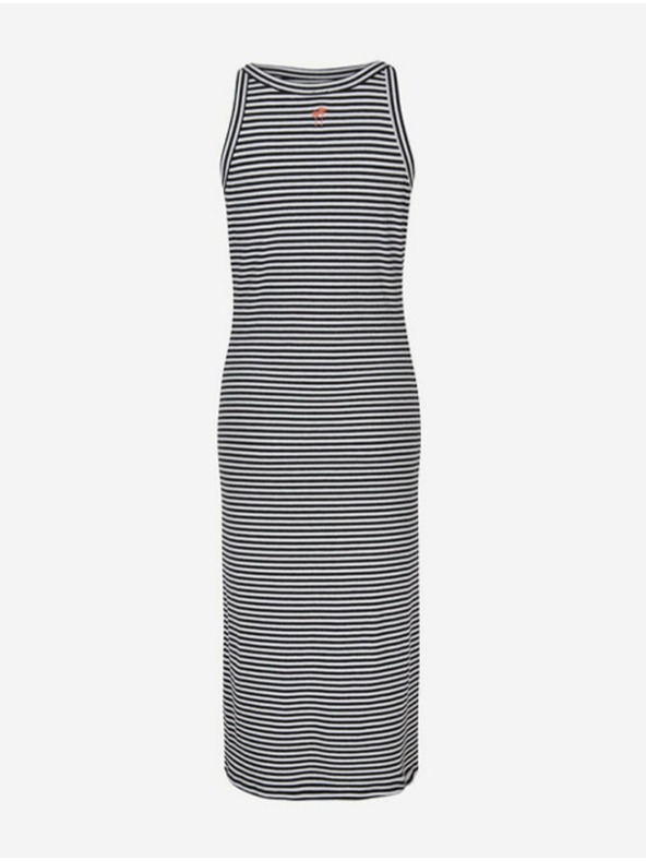 O'Neill O'Neill belo-črna črtasta ženska midi obleka Rib