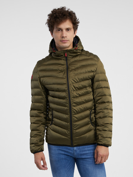 Ombre Clothing Kaki moška prešita lahka jakna Ombre oblačila