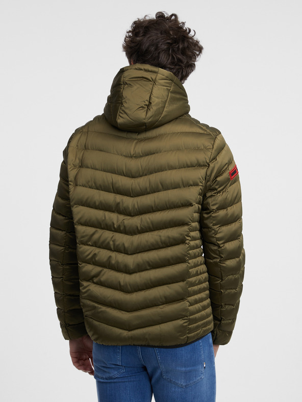 Ombre Clothing Kaki moška prešita lahka jakna Ombre oblačila