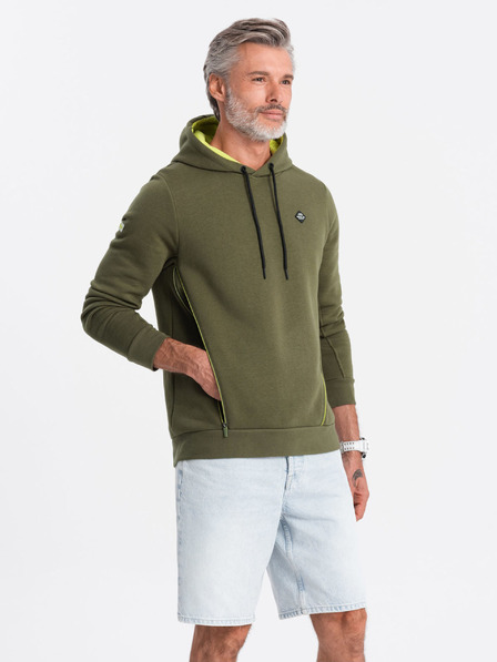 Ombre Clothing Kaki moška jopa s kapuco Ombre oblačila
