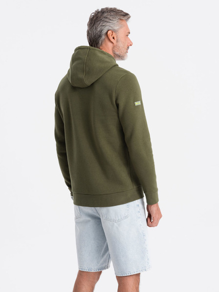 Ombre Clothing Kaki moška jopa s kapuco Ombre oblačila