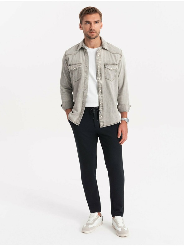 Ombre Clothing Črne moške hlače Ombre Clothing