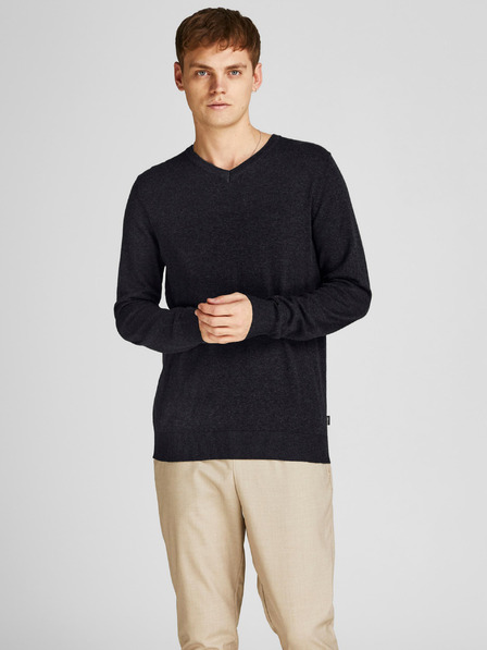 Jack & Jones Črn osnovni pulover Jack & Jones Emil
