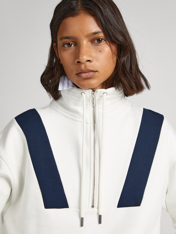 Pepe Jeans Bela ženska jopa z zadrgo Pepe Jeans Celia