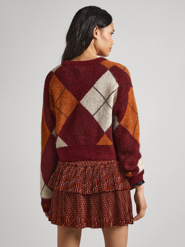 Pepe Jeans Ženski bordo pulover z vzorcem iz alpake Pepe Jeans Eliot